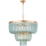 Круглая трехъярусная люстра с подвесками в виде круглых стеклянных бусин Blue Beads Chandelier варинант исполнения - 1 | Loft Concept в Уфе