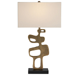 Настольная лампа с фигурным каркасом и прямоугольным тканевым абажуром Brutalist Profile варинант исполнения - 3 | Loft Concept в Уфе