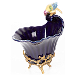 Чаша темно-синего цвета из фарфора с разноцветной птичкой Eden Garden porcelain and bronze варинант исполнения - 9 | Loft Concept в Уфе