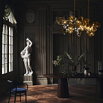 Люстра подвесная с 18-ю стеклянными плафонами с вертикальными подвесками Gilded Mirage  варинант исполнения - 9 | Loft Concept в Уфе