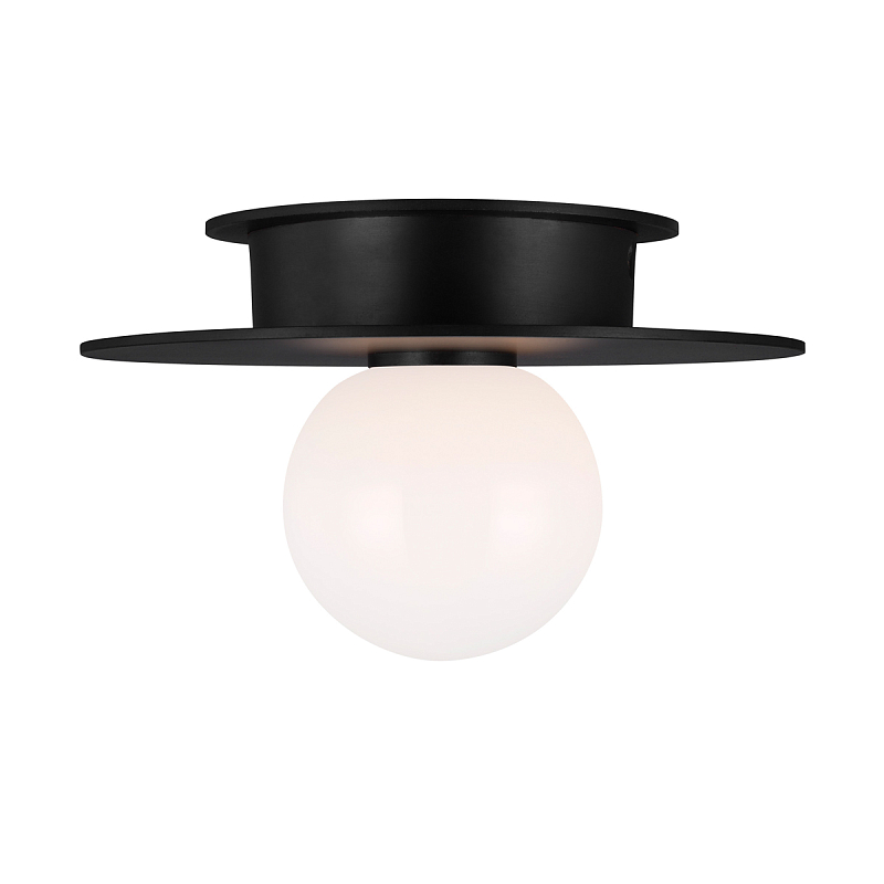 Потолочный светильник с шарообразным плафоном из белого матового стекла Generation Lighting Черный Белый в Уфе | Loft Concept 