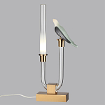 Настольная лампа с прозрачной трубкой и декоративной фигуркой птицы на бронзовой подставке Ganthea варинант исполнения - 3 | Loft Concept в Уфе