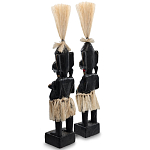 Комплект из 2-х деревянных статуэток Asmat Straw Headdress Statuettes Multicolor варинант исполнения - 4 | Loft Concept в Уфе