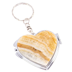 Зеркало брелок складное двухстороннее в форме сердца из натурального камня Оникс Stone Mirrors варинант исполнения - 1 | Loft Concept в Уфе