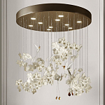 Люстра каскадная с белыми цветами и птицами Takeoff варинант исполнения - 2 | Loft Concept в Уфе