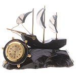 Часы настольные в виде парусника из натурального камня Обсидиан Sailboat Stone Clock варинант исполнения - 4 | Loft Concept в Уфе