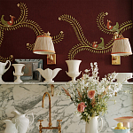 Обои с вышивкой ручной работы Fyodor Original colourway on Merlot linen варинант исполнения - 4 | Loft Concept в Уфе