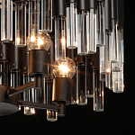 Люстра круглая из матового черного металла с подвесками из прозрачных стеклянных трубок Noir Tubes варинант исполнения - 6 | Loft Concept в Уфе