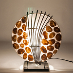 Настольная лампа из перламутра и дерева на подставке Indonesian Shell варинант исполнения - 4 | Loft Concept в Уфе