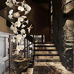 Люстра каскадная из белых цветов каллы и птичек Refined Taste of Light варинант исполнения - 3 | Loft Concept в Уфе