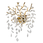 Бра золотого цвета с декоративными ветвями и прозрачными подвесками в форме листьев Droplet Chandelier варинант исполнения - 1 | Loft Concept в Уфе