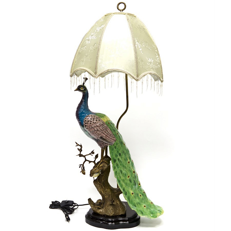 Настольная лампа Peacock Lamp Белый Зеленый Синий Бронза в Уфе | Loft Concept 