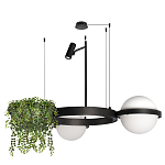 Подвесной светильник с 2-мя шарообразными плафонами и цилиндрическим спотом Light of Еyes варинант исполнения - 2 | Loft Concept в Уфе