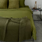 Плед из хлопка жемчужной вязки оливкового цвета Waffle Comfort варинант исполнения - 5 | Loft Concept в Уфе