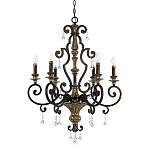 Люстра с подвесками из прозрачного стекла на кованом каркасе бронзового цвета в классическом стиле Quoizel варинант исполнения - 5 | Loft Concept в Уфе