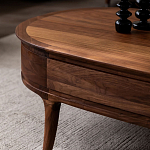 Кофейный стол овальный из дерева с 2-мя ящиками Coffee Walnut Table варинант исполнения - 5 | Loft Concept в Уфе