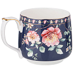 Кружка фарфоровая синяя с цветочным принтом 470 мл Flower Porcelain Collection варинант исполнения - 1 | Loft Concept в Уфе