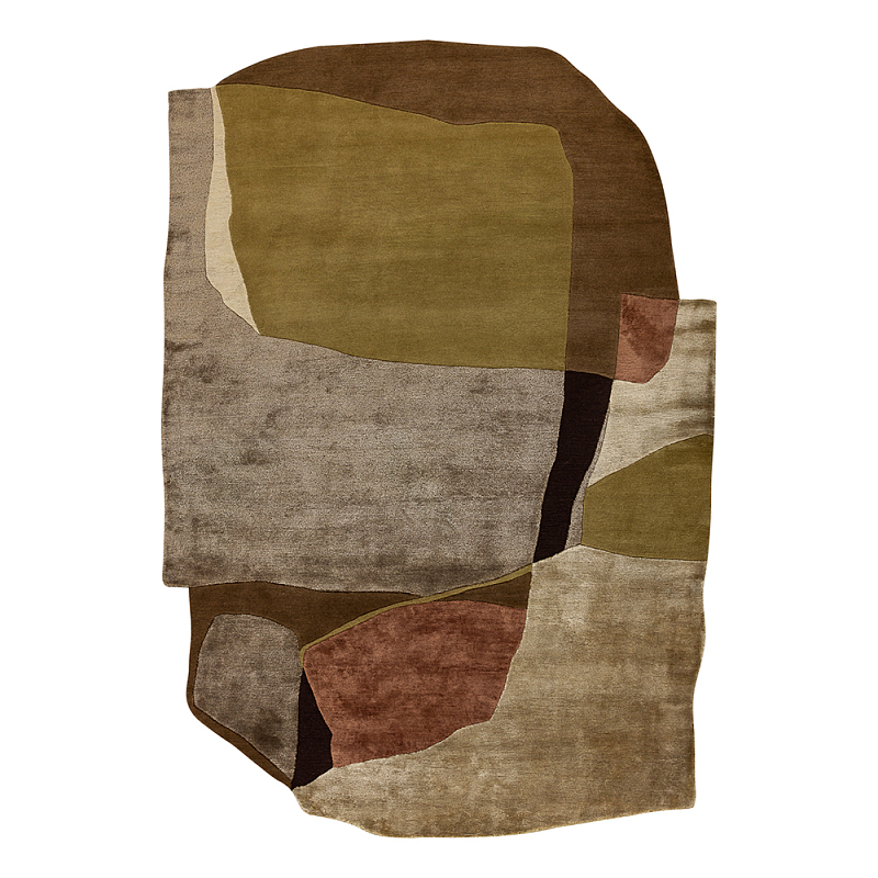 Ковер шелк Manhattan Wool Silk Carpet I Бежевый Коричневый Оливковый в Уфе | Loft Concept 