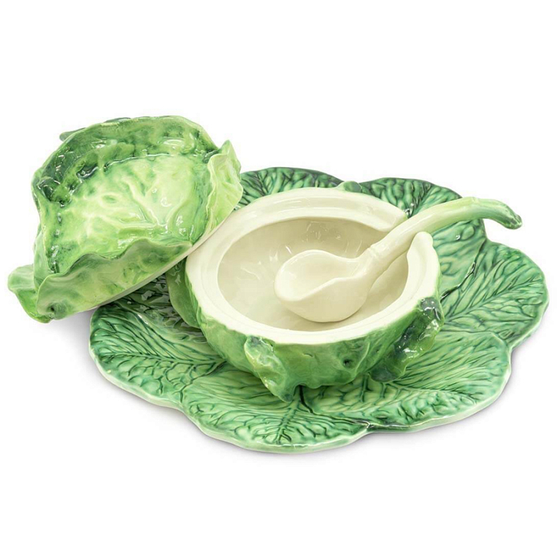 Супница SOUP BOWL CABBAGE W/PLATE  D20 Зеленый в Уфе | Loft Concept 