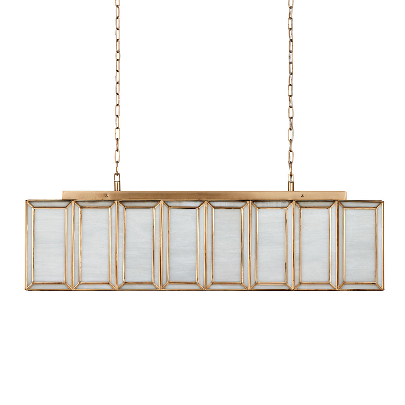 Люстра прямоугольная с каркасом золотого цвета Soft Glow Lamps Золотой Молочный в Уфе | Loft Concept 