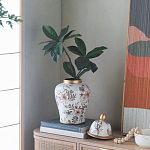 Ваза с нежным цветочным узором в пастельных тонах и крышкой с золотым акцентом Chinoiserie Ceramics варинант исполнения - 6 | Loft Concept в Уфе