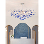 Люстра овальная с синими стеклянными подвесками в форме капель FAIRYTREE Light варинант исполнения - 3 | Loft Concept в Уфе