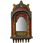 Настенное зеркало в резной раме из тропического дерева Carved Wood Mirror Colorful варинант исполнения - 1 | Loft Concept в Уфе