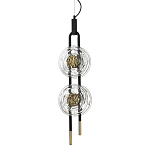 Подвесной светильник с 2-мя прозрачными стеклянными плафонами и золотистыми центральными вставками Virelia  варинант исполнения - 1 | Loft Concept в Уфе