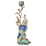 Подсвечник в образе попугая из фарфора с бронзовыми элементами Eden Garden варинант исполнения - 1 | Loft Concept в Уфе