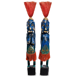 Комплект из 2-х деревянных статуэток Asmat Straw Headdress Statuettes Multicolor варинант исполнения - 3 | Loft Concept в Уфе