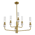 Люстра с 6-ю плафонами в форме стеклянных трубок и мраморных декоративных элементов Montreal варинант исполнения - 4 | Loft Concept в Уфе