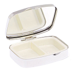 Таблетница карманная прямоугольная с 2-мя отделениями с зеркалом и накладкой из натурального камня Оникс Silver Stone Pillboxes варинант исполнения - 3 | Loft Concept в Уфе