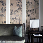 Обои ручная роспись Distant Bamboo Special Colourway on Lead Grey dyed silk варинант исполнения - 2 | Loft Concept в Уфе