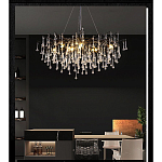 Люстра черная с прозрачными стеклянными подвесками в форме капель FAIRYTREE Light варинант исполнения - 5 | Loft Concept в Уфе