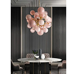 Люстра розовые шары на золотом каркасе Pink Light Bubbles варинант исполнения - 3 | Loft Concept в Уфе