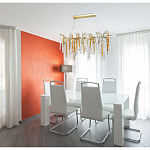 Люстра линейная золотого цвета с декоративными ветвями и длинными стеклянными подвесками в форме сосулек Droplet Chandelier варинант исполнения - 10 | Loft Concept в Уфе