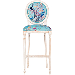 Барный стул из массива бука с изображением птиц и цветов Turquoise Beige Chinoiserie Garden Chair варинант исполнения - 1 | Loft Concept в Уфе