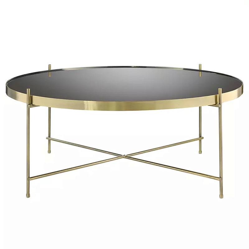 Кофейный столик с круглой зеркальной столешницей Round Mirror Table Коричневый Латунь в Уфе | Loft Concept 