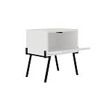 Прикроватная тумба белая с откидной резной дверцей на 4-х металлических ножках NAIVE NIGHTSTAND WHITE варинант исполнения - 1 | Loft Concept в Уфе