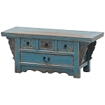 Деревянная ТВ-тумба в китайском стиле с 4-мя ящиками и резным декором голубая Luo Chinese TV Stand Blue варинант исполнения - 2 | Loft Concept в Уфе