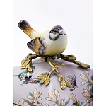 Шкатулка фиолетового цвета с рисунком бабочек и крышкой с фигуркой птицы на ветке Eden Garden варинант исполнения - 4 | Loft Concept в Уфе