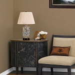 Настольная лампа с фарфоровым основанием нежно голубого цвета с золотистым цветочным рисунком и бежевым плиссированным абажуром Elstead Lighting варинант исполнения - 5 | Loft Concept в Уфе