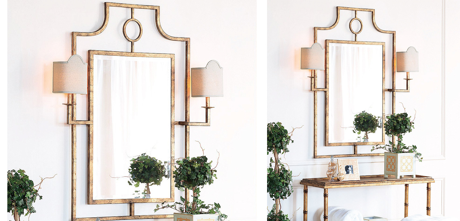 Зеркало с бра Mirror with Sconces Dairile Gold Зеркало с бра Mirror with Sconces Dairile Gold - Loft-Concept в Уфе