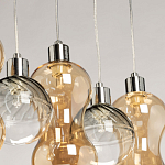 Люстра с 3-мя плафонами волнообразной формы цвета янтарь и 2-мя прозрачными шарообразными плафонами Lucid Rain  варинант исполнения - 8 | Loft Concept в Уфе