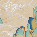 Обои ручная роспись Matsushima Waves Kano on Edo Straw India tea paper варинант исполнения - 2 | Loft Concept в Уфе