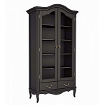 Шкаф книжный черный из массива бука со стеклянными дверцами и 5-ю полками Black Provence варинант исполнения - 1 | Loft Concept в Уфе