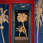 Обои с вышивкой ручной работы Deco Palms Original colourway on velvet варинант исполнения - 1 | Loft Concept в Уфе