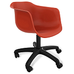 Стул пластиковый красного цвета на колесиках с подъемно-поворотным механизмом Eames Red варинант исполнения - 1 | Loft Concept в Уфе