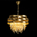 Люстра цвета матового золота с металлическими лентами и длинными прозрачными подвесками Gilded Waves варинант исполнения - 3 | Loft Concept в Уфе