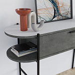 Консоль напольная серая с выдвижным ящиком и 2-мя полками с белой столешницей OTIS CONSOLE RETRO GRAY варинант исполнения - 4 | Loft Concept в Уфе